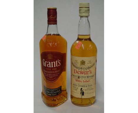 Dewar's White Label, blended Scotch Whisky, 100cl, 43.5%, one bottle; and Grant's Triple Wood blended Scotch Whisky, 100cl, 4