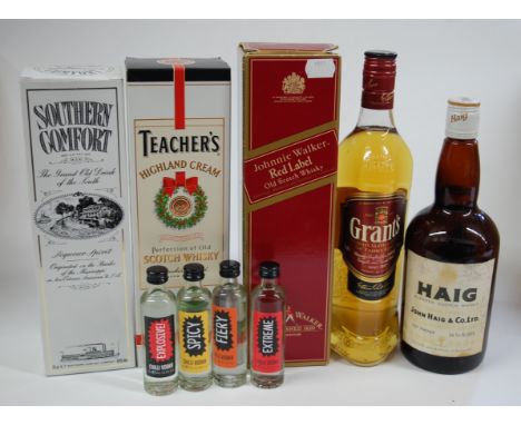 Teacher's Highland Cream Scotch Whisky, 70cl, 40%, one bottle in carton; Johnnie Walker Red Label, 100cl, 43%, one bottle in 