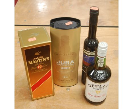 Mixed Lot to include Single Bottle Jura Single Malt Scotch Whiskey (Boxed), James Martins Blended Scotch Whiskey (Boxed), 1 B
