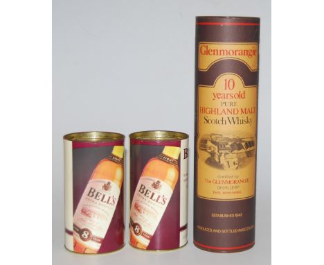 Glenmorangie, 10-year old single Highland malt Scotch Whisky, 75cl, 40%, one bottle in carton; and two Bell's spirit miniatur