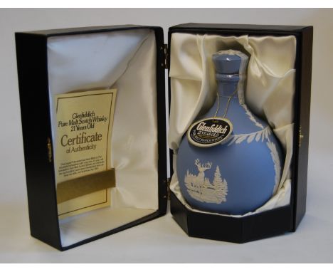 Glenfiddich 21 year old pure malt Scotch Whisky, 70cl, 43%, bottled in a Wedgwood blue jasper decanter and in original fitted