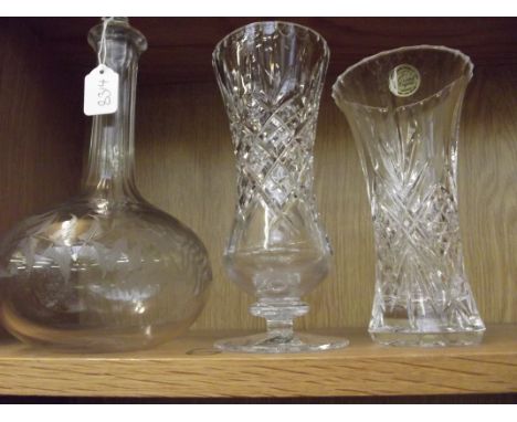 Victorian decanter and two vases 