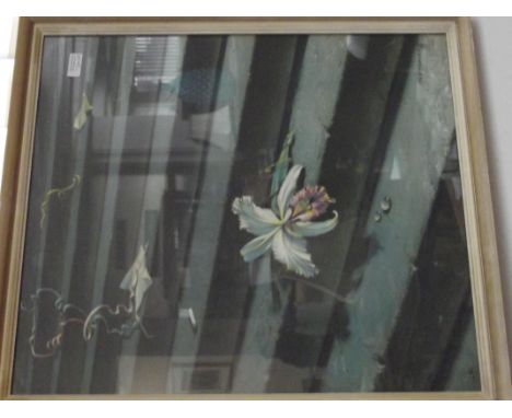 Dead orchid print, glazed 