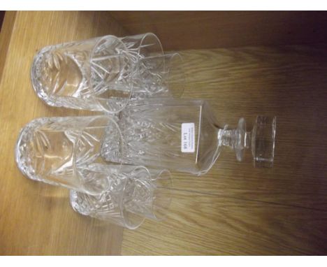 Cut crystal decanter and 6 whiskey glasses 