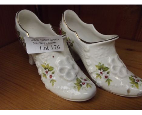 Pair of Old Foley ceramic shoes