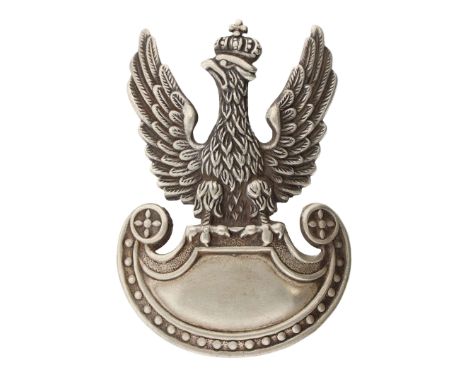 The Polish cap eagle depicting an eagle with outstretched wings, sitting on an Amazon shield. The eagle's head is topped with