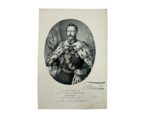 Engraving by Lesser, Alexander “Polish Kings Portraits.”The engraving depicts Alexander II, with the inscription below the me