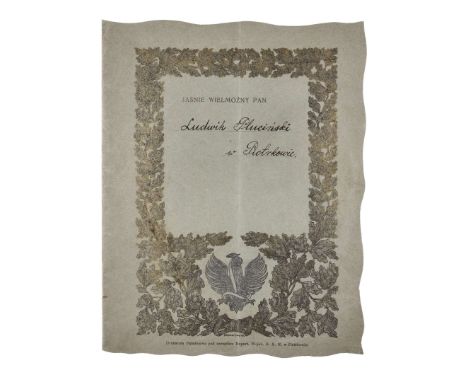 Personalized invitation print for Ludwik Pluciński to a Political Banquet hosted by the Presidium of the National Committee o