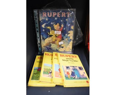 Literature - Four 1970s Rupert Little Bear Library books, 'Rupert Goes Hiking', 'Rupert And The Prince Humpty Dumpty', 'Ruper
