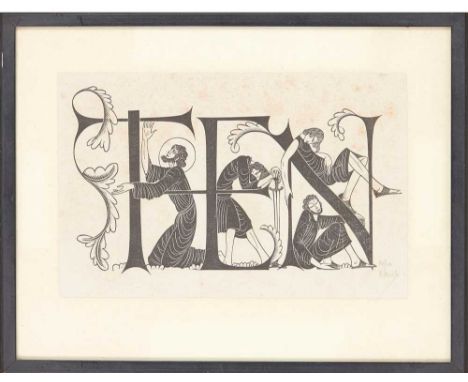 Gill, Eric (1882-1940) 5 signed wood-engravings Nativity in Cave. [Skelton P79], 1917, 7.7 x 6.3cm, signed in pencil 'Eric Gi