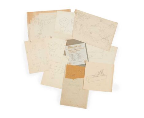 Gill, Eric (1882-1940) Collection of original designs for Woodwork by A. Romney Green, 1917 comprising 15 sheets with multipl