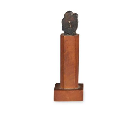 Gill, Eric (1882-1940) Lovers, carved woodblock, c.1926 stained wood, 2.7cm high, partially split, dowel-mounted on boxwood p