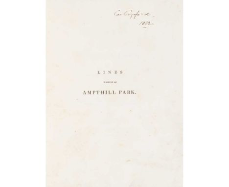 Byron, George Gordon Noel, Lord Volume from Byron's library Luttrell, Henry. Lines written at Ampthill Park, in the Autumn of