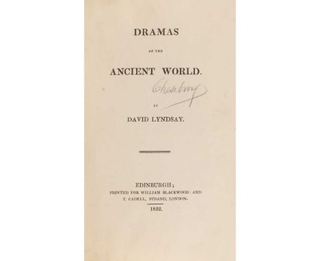 [Transgenderism] - [Dods, Mary Diana] 'David Lyndsay' Dramas of the Ancient World Edinburgh: William Blackwood &amp; London: 