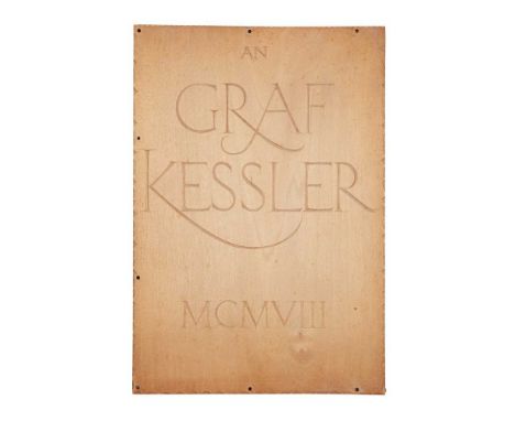 Gill, Eric (1882-1940) Carved presentation plaque on wood, 1908 recto with incised inscription 'An Graf Kessler, MCMVIII', ve