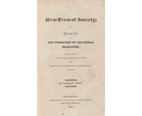 Owen, Robert A New View of Society or Essays on the Formation of the Human Character. New-Harmony: printed at the office of t