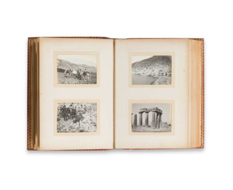 Greece and Turkey photographs in album lettered 'Our First Holiday' c. 46 of Greece, c. 32 of Turkey, c. 12 of Europe, photog