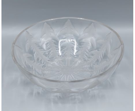 A René Lalique Pissenlit pattern glass bowl, marked R Lalique, France, No3215, 24cms diameter