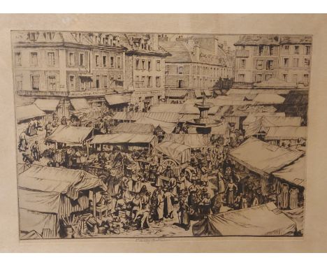 Alfred Charles Stanley ANDERSON, Market In Falaise, signed in pencil, edition of sixty proofs, etching, 18.5cms x 25.5cms