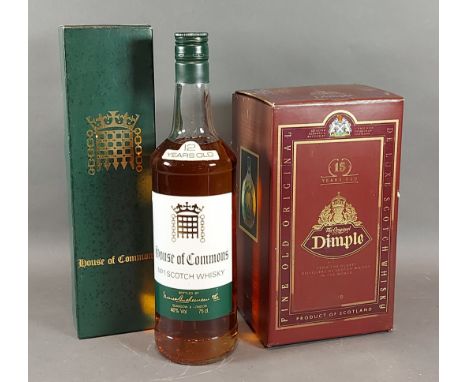 One bottle Haigs Dimple fifteen year old Whisky together with a House Of Commons Scotch Whisky 