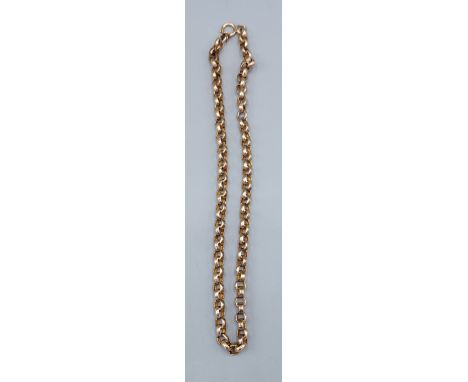 A yellow metal watch chain of linked form, 29cms long, 22.5gms