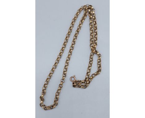 A 9ct gold neck chain of linked form, 23.5gms, 61cms long