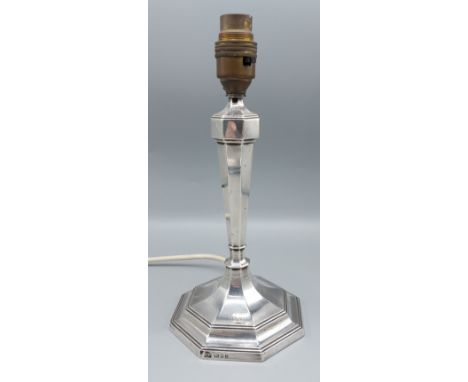 A London silver table lamp retailed by Mappin and Webb, 20cms tall