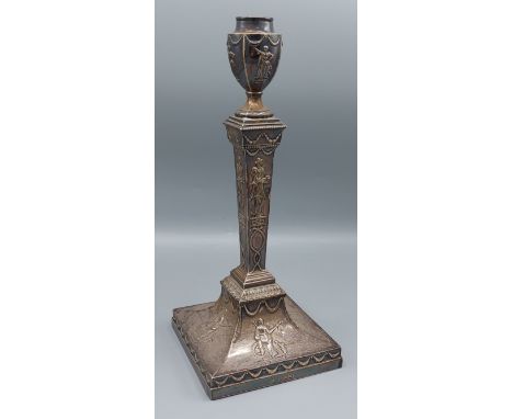 An Edwardian silver candlestick, London 1903, makers Thomas Bradbury and Sons, 28cms tall