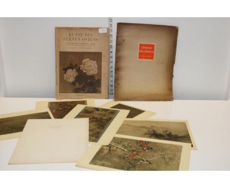 Two antique art related plates and manuscript. Kunst Des Feren Ostens &amp; Giorgio De Chirico 