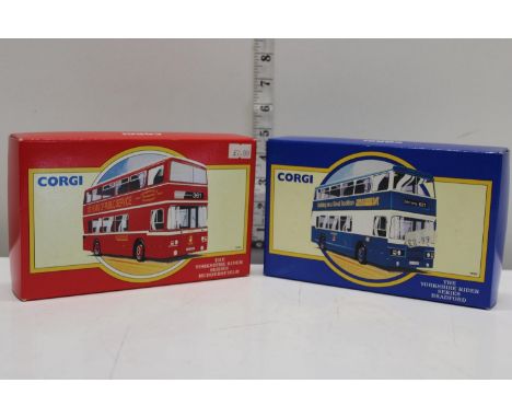 Two boxed Corgi die-cast bus models 