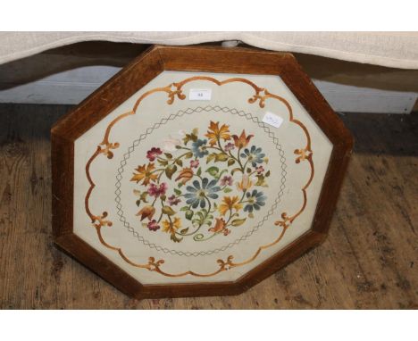 A  large antique oak framed wall mounted needle work tapestry. postage unavailable 