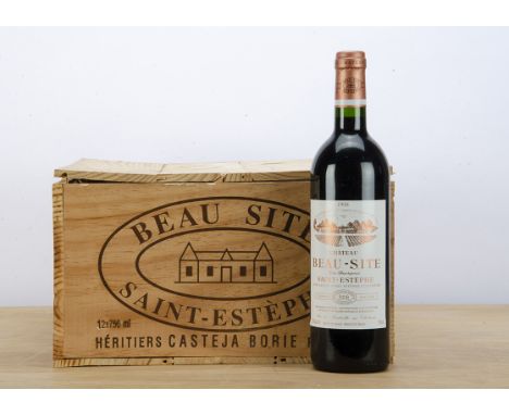 Bordeaux Chateau Beau Site 1988 OWC, 1 case of 12 bottles of Chateau Beau Site 1998 St Estephe vintage red wine in Original W