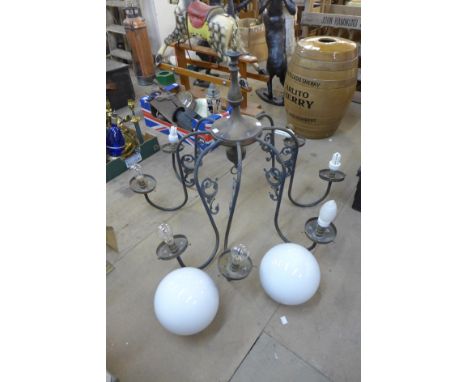 A brass chandelier 