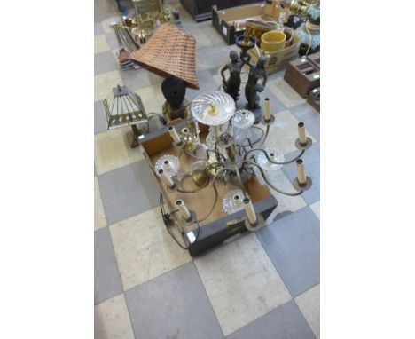 Assorted table lamps and a ceiling light 