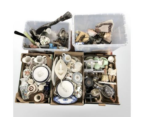 A large quantity of ceramics, EPNS tea service, ships decanter, figurines, etc. (1 pallet)