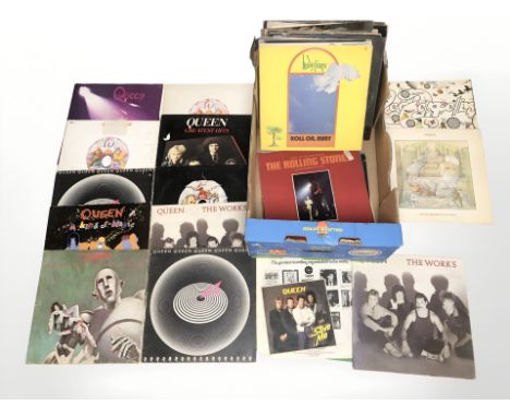 Vinyl LP records including Queen, Status Quo, Lindisfarne, Electric Light Orchestra, etc. (1 box)