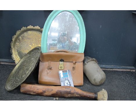 Glass Outside Wall Light with Iron Bracket, mirror, brass trays, scoop, etc:- One Box