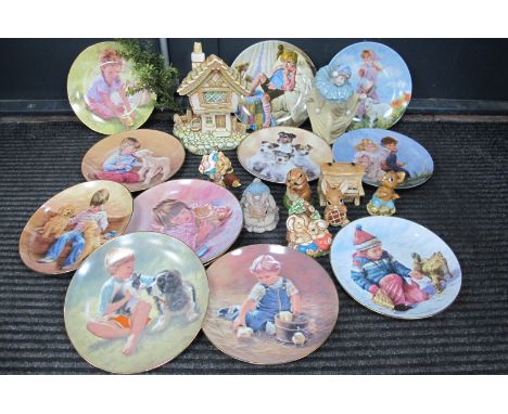 Nao Figure of a Clown, Pendelfin figures, collectors plates - childhood etc:- One Tray
