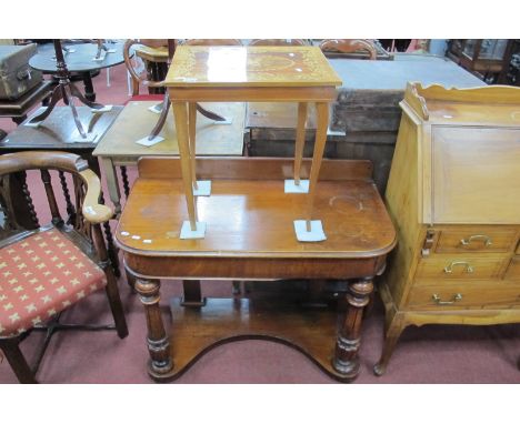 XIX Century Mahogany Dressing Table, with a low back on turned reeded legs, with shaped under shelf, 93cm wide, together with