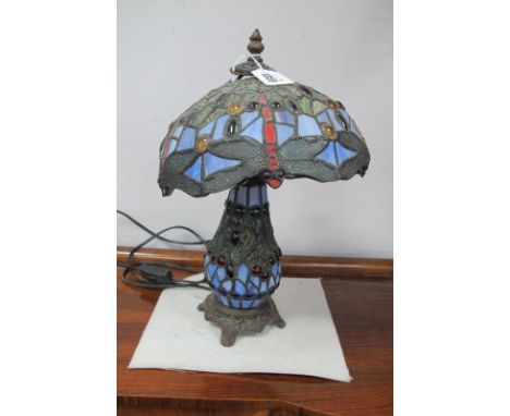 A Tiffany Style Table Lamp, (damaged) approximately 38cm high.