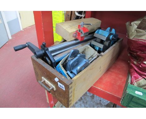 Metal Smith Sheet Metal Bender, two bench vices, Paramo cramp heads.