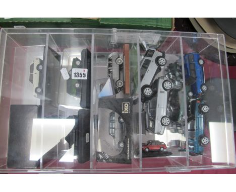 Diecast Land Rover/Range Rover Vehicles, including Schuco, Solido, Ixo, another made with British Coal in display case, 50cm 