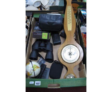 Sony Video Camera, binoculars, Sony Cyber-Shot camera, globe, etc:- One Box, together with a barometer. (2)