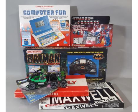 Vintage games collection including electronic game 'Batman'by Grandstand, Transformers 'City Commander', 'Computer Fun', Mono