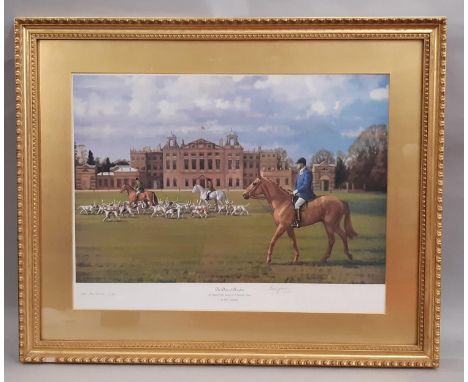 Neil Cawthorne (b.1936) - 'The Duke of Beaufort, The Beaufort Hunt Moving Off at Badminton House', limited edition colour pri