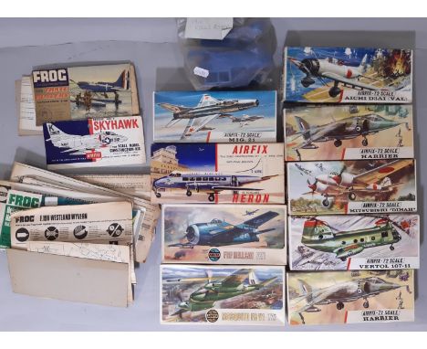 9 vintage model aircraft kits by Airfix, all 1:72 scale, some have taped up boxes, others appear un-started though not fully 