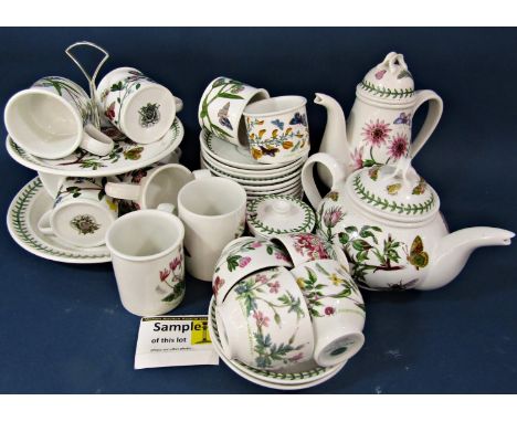 A collection of Portmeirion China tea and coffee wares comprising teapot, coffee pot, lidded sugar bowl (2) milk jug, two tie