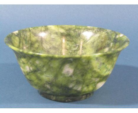 A Spinach Jade type bowl, 12cm diameter 