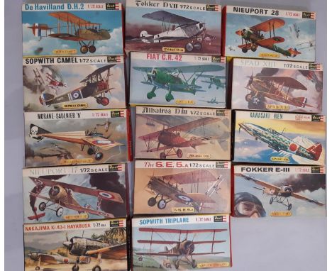 14 vintage boxed model aircraft kits by Revell, all 1:72 scale, appear un-started (14) 