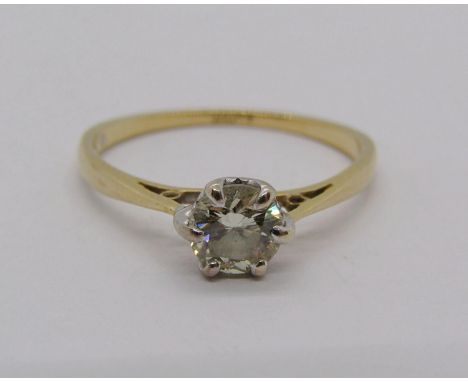 18ct diamond solitaire ring, 0.50cts approx, size J/K, 1.7g 